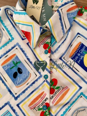 ÁO SƠ MI CROPTOP TAY DÀI, VẠT SAU PHÓNG KHOÁNG, HOẠ TIẾT LẬP THỂ