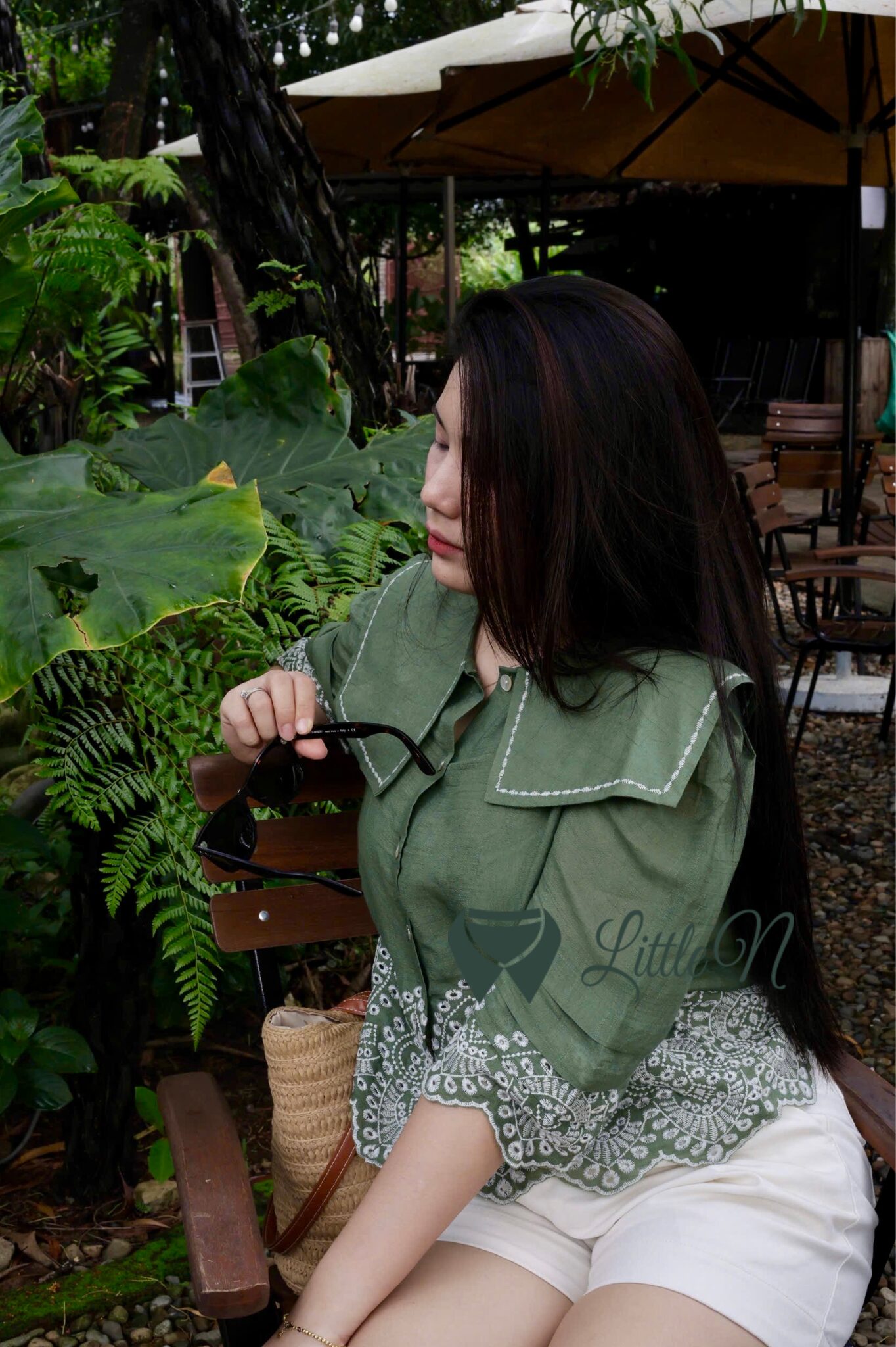 ÁO KIỂU CROPTOP CỔ THUỶ THỦ, MÀU XANH LÁ