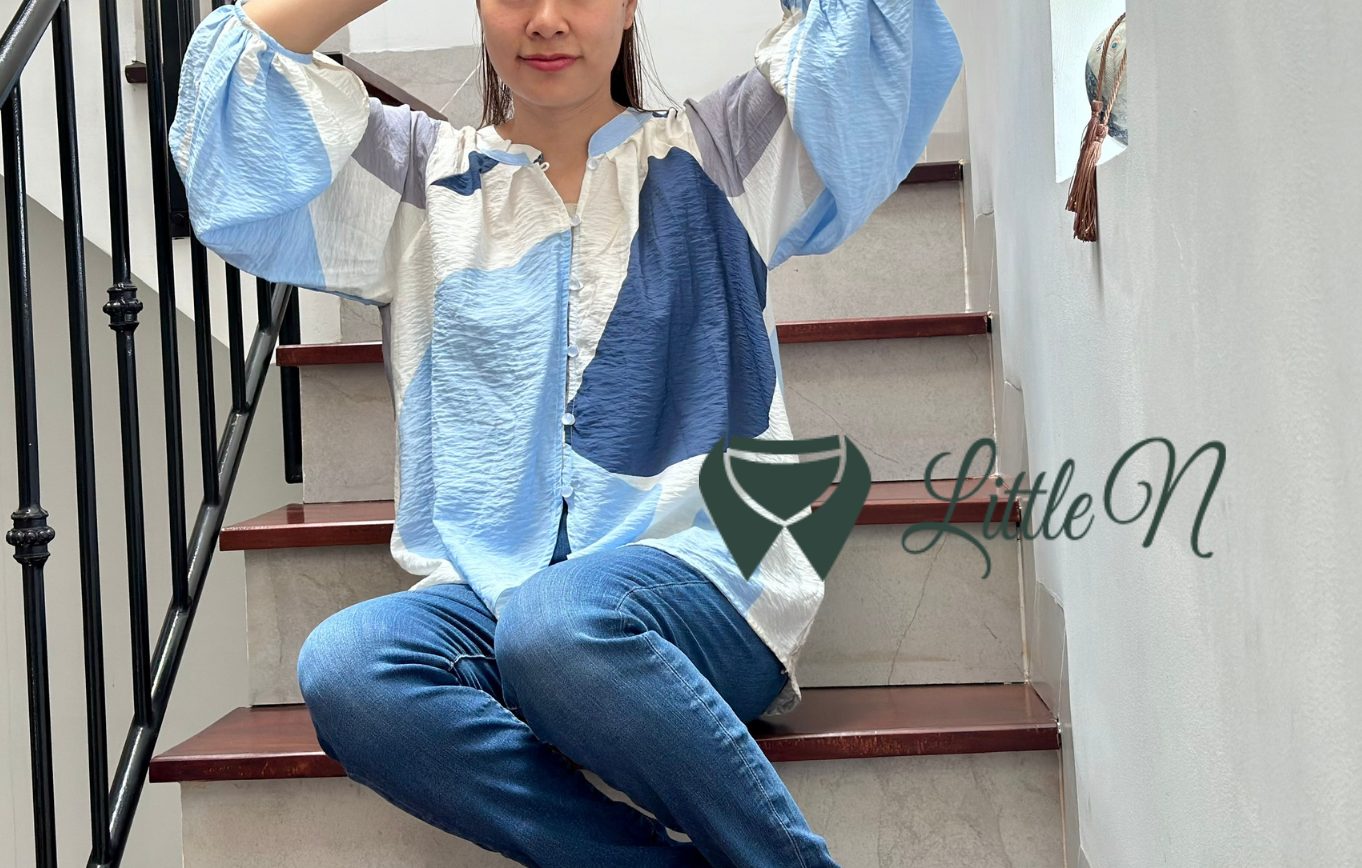 ÁO KIỂU TAY DÀI RAGLAN, VẠT TRƯỚC HAI ĐƯỜNG CONG - Ảnh 2